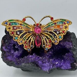 Joan River Pliny’s-a-Jour gold pink butterfly brooch